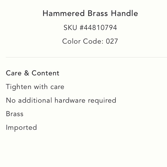 Anthropologie Hammered Brass Handle Extra Large NIB - Picture 5 of 13